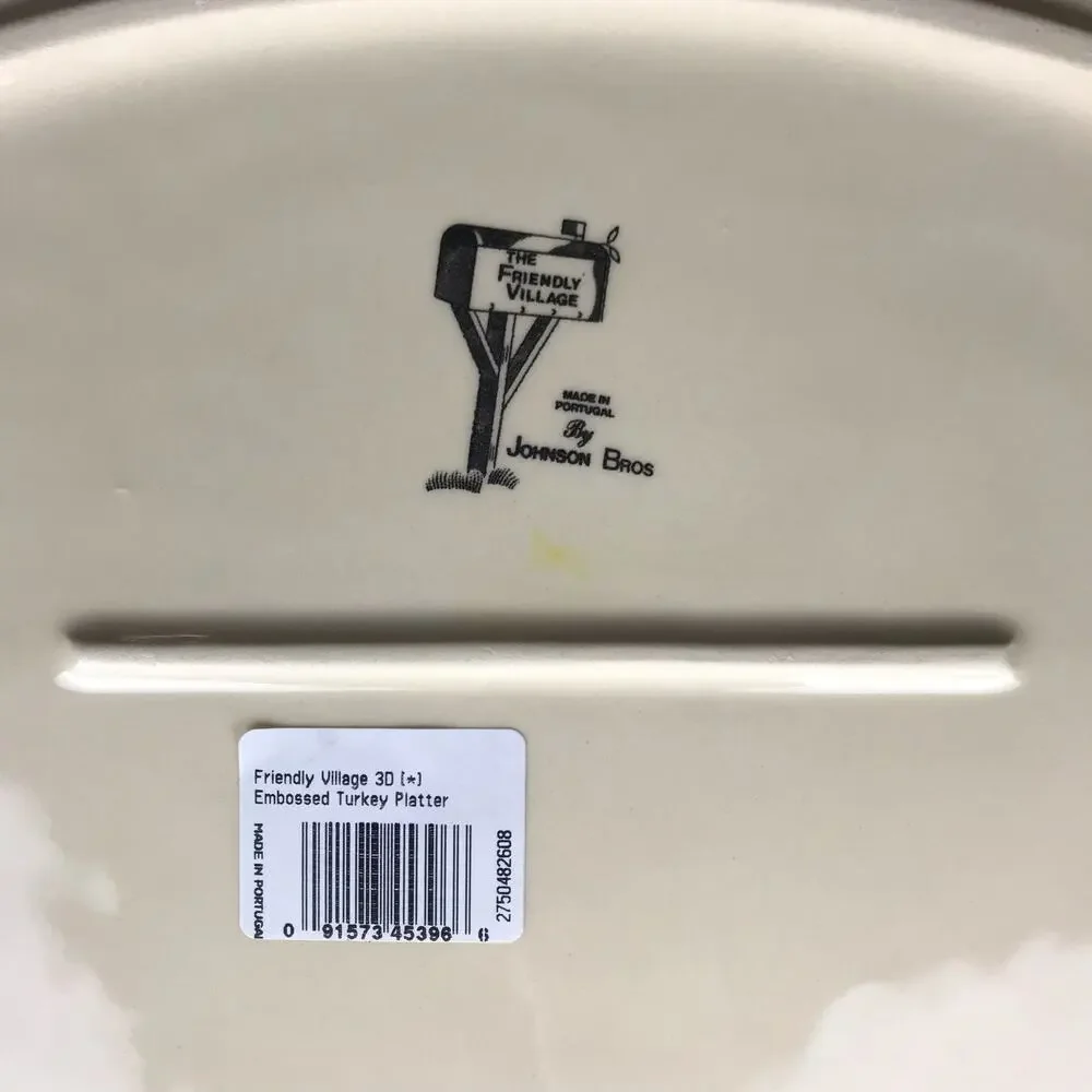 Johnson Bros Friendly Village 3D Embossed Turkey Platter 18.5” Large 90s In Box